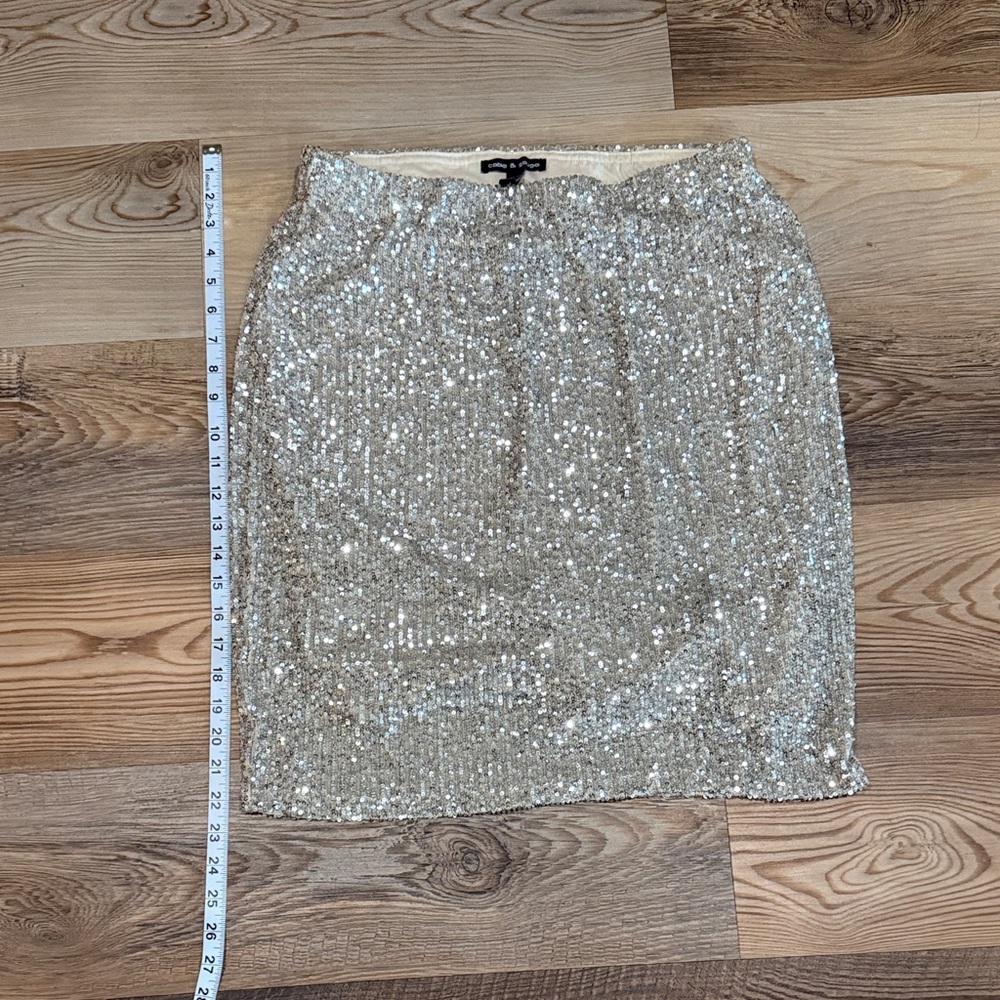Cable & Gauge Sparkling Silver Mini Skirt